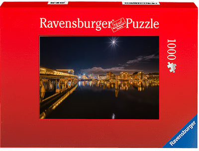 Night Over Solsiden in TRondheim (Photo Puzzle) - AZIZ NASUTI ART GALLERY